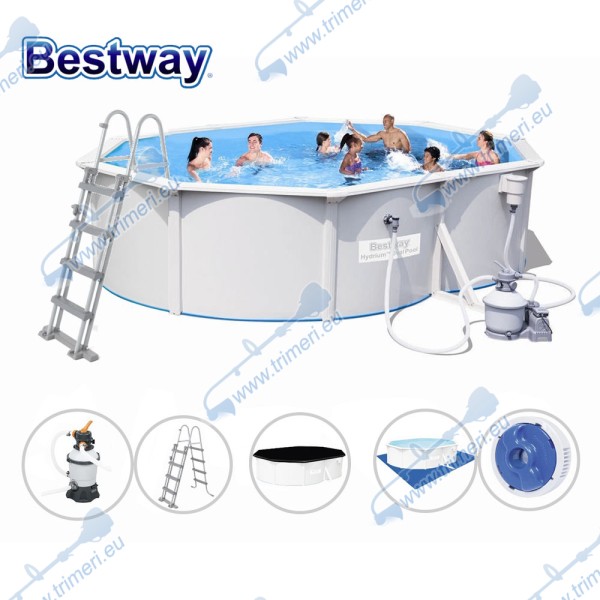 Басейн с твърди стени Bestway 56586 Hydrium, 500x360x120см, с филтър, стълба, подложка, покривало и диспенсър
