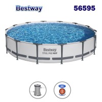 Басейн с мет. конструкция Bestway 56595 Steel Pro, 427x84см, с филтърна помпа