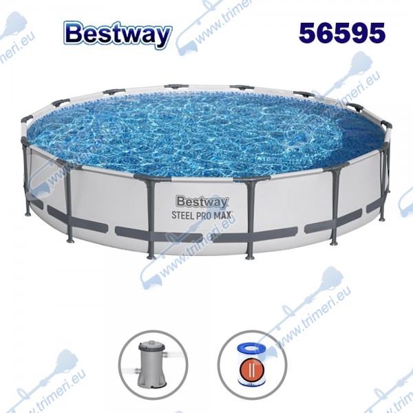 Басейн с мет. конструкция Bestway 56595 Steel Pro, 427x84см, с филтърна помпа