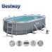 Басейн с мет. конструкция, Bestway 56620 Power Steel Frame Oval, 424x250x100см, с филтър, стълба и диспенсър
