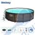 Басейн с мет. конструкция ратан Bestway 56664 Power Steel Deluxe, с филтър, стълба, подложка и покривало, 427x107см Басейн с мет. конструкция ратан Bestway 56664 Power Steel Deluxe, с филтър, стълба, подложка и покривало, 427x107см