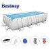 Басейн с мет. конструкция, Bestway 56670 Power Steel, 488x244x122см, с филтър, стълба, покривало и диспенсър