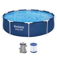 Сглобяем басейн с метална конструкция 305x76см, Bestway 56679 Steel Pro - с филтърна помпа