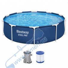 Сглобяем басейн с метална конструкция 305x76см, Bestway 56679 Steel Pro - с филтърна помпа