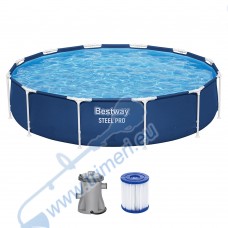 Сглобяем басейн 366x76см, Bestway 56681 Steel Pro - с филтърна помпа