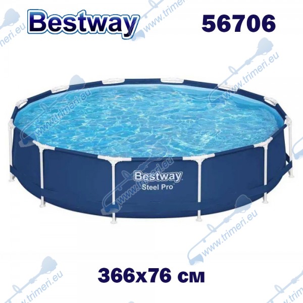Басейн с метална конструкция Bestway 56706 Steel Pro, 366x76см, 6473л.