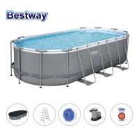 Басейн с мет. конструкция Bestway 56710 Power Steel, 549x274x122см, с филтър, стълба, покривало и диспенсър
