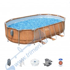 Басейн с метална конструкция 610x366x122см, Bestway 56719 Steel Pro MAX - с филтърна помпа и стълба