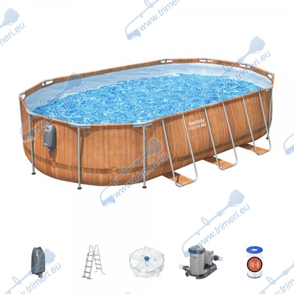 Басейн с метална конструкция 610x366x122см, Bestway 56719 Steel Pro MAX - с филтърна помпа и стълба