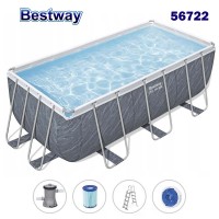Басейн с мет. конструкция, Bestway 56722 Power Steel, 412x201x122см, с филтър, стълба и диспенсър