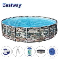 Басейн сглобяем с мет. конструкция Bestway 56889 Power Steel, 671x132см, с диспенсър, филтър, стълба и покривало