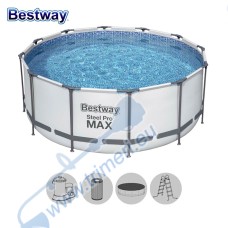 Басейн с мет. конструкция Bestway 56950 Steel Pro Max, 427x107см, с филтър, стълба и покривало