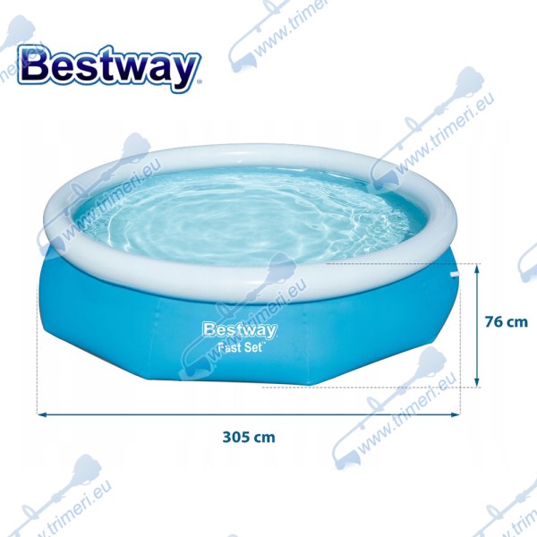 Басейн надуваем ринг, 305x76 см, 3800 л., Bestway 57266 Fast Set