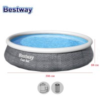 Басейн надуваем ратан с филтърна помпа Bestway 57376 Fast Set, 396x84см, 7340л.