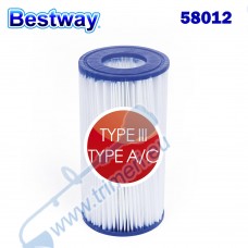 Филтър картушен тип III (A/C) за филтърна помпа 58389, 10.6x20.3см, Bestway 58012