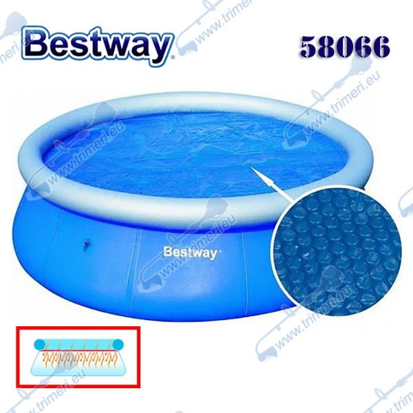 Покривало соларно за басейн с диаметър до 549 см, Bestway 58066 Flowclear, 455см