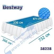 Покривало соларно за басейни с дължина до 732 см, Bestway 58228 Flowclear, 671x336см