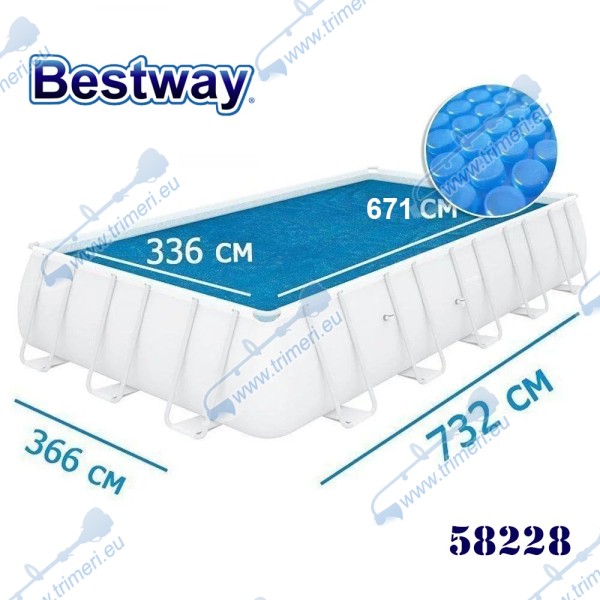 Покривало соларно за басейни с дължина до 732 см, Bestway 58228 Flowclear, 671x336см