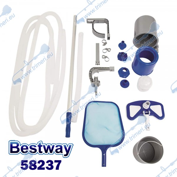 Комплект за почистване на басейн Bestway 58237 FlowClear Deluxe, с подочистачка, скимер, мрежа
