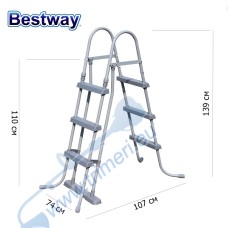 Стълба за басейни с височина до 107 см, 139х74х107см, Bestway 58330 Flowclear