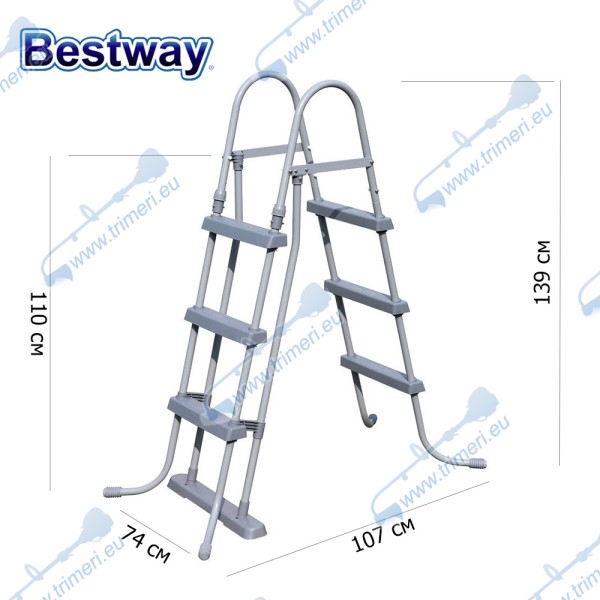 Стълба за басейни с височина до 107 см, 139х74х107см, Bestway 58330 Flowclear