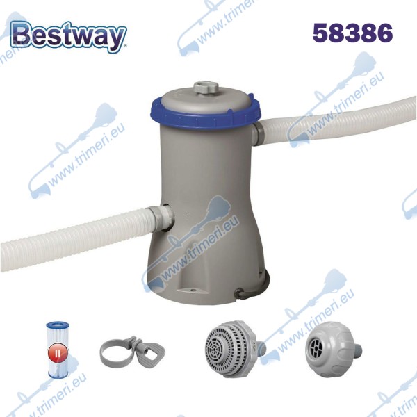 Филтърна помпа / филтрираща система за басейни, Bestway 58386 Flowclear, 32W, 3028 л/ч.