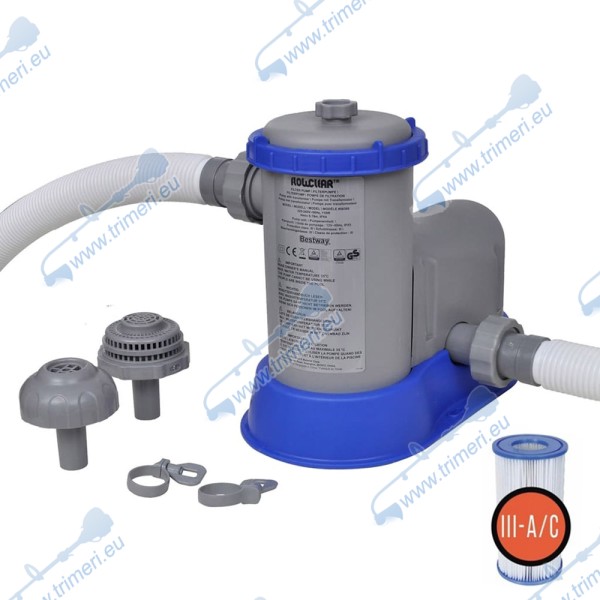 Филтърна помпа / филтрираща система за басейни, Bestway 58389 Flowclear, 86W, 5678 л/час