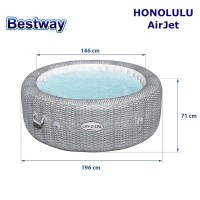 Джакузи надуваемо сив ратан, Bestway 60019 Honolulu AirJet Lay-Z-Spa, 196x71см