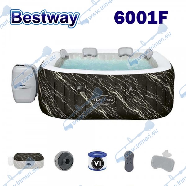 Надуваемо джакузи 180x66см, Bestway 6001F Lay-Z-Spa Hollywood Luxe, с филтърна система, дозатор, покривало, облегалки, LED светлини
