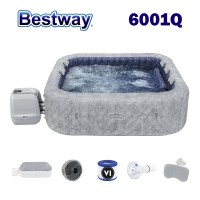 Джакузи надуваемо, 230x71 см, Bestway 6001Q Lay-Z-Spa San Francisco Pro 7, с филтърна система, дозатор, възглавници, покривало, LED светлини