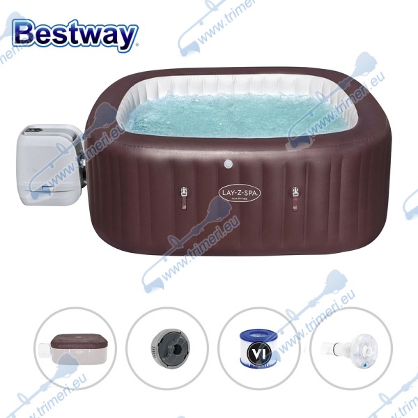 Джакузи надуваемо Bestway 60033 Maldives Hydrojet, 201х201х80см, с вградена филтърна система и нагревател