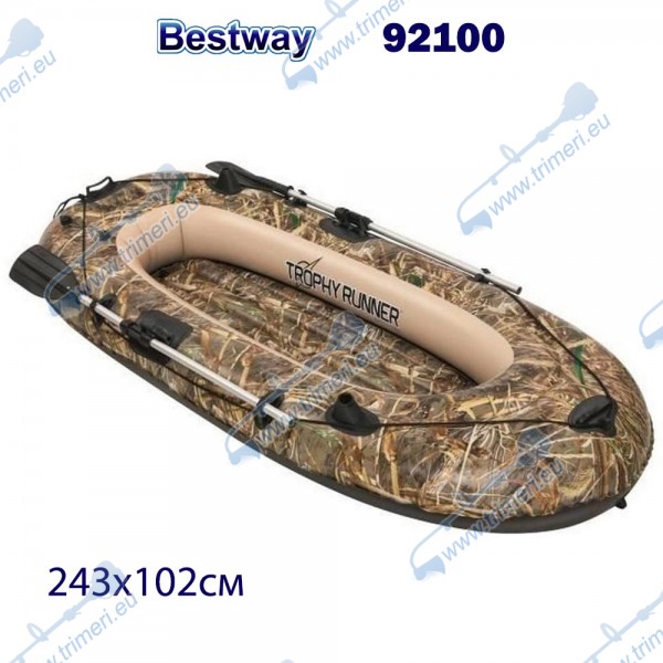 Лодка надуваема 243x102 см, Bestway 92100 Trophy Runner, с 2 гребла
