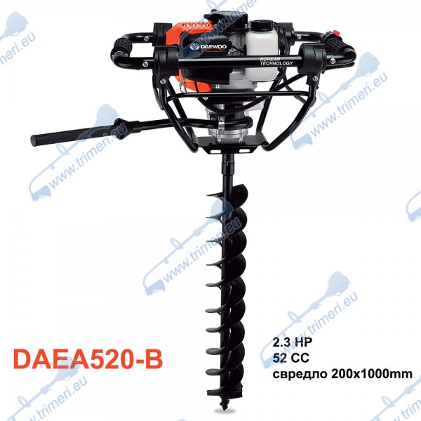 Моторен свредел 52 cc, 2.3 к.с., DAEWOO DAEA520-B, със спирачка, свредло 200x1000 мм