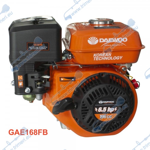 Бензинов двигател DAEWOO GAE168FB, 6.5 к.с., 196 куб.см, 4-тактов, вал 20 мм с шпонка