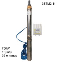Сондажна турбинна помпа за кладенец, 750W, 1", 39 м напор, Elefant 3STM2-11, с контролно табло