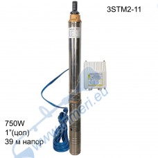 Сондажна турбинна помпа за кладенец, 750W, 1", 39 м напор, Elefant 3STM2-11, с контролно табло