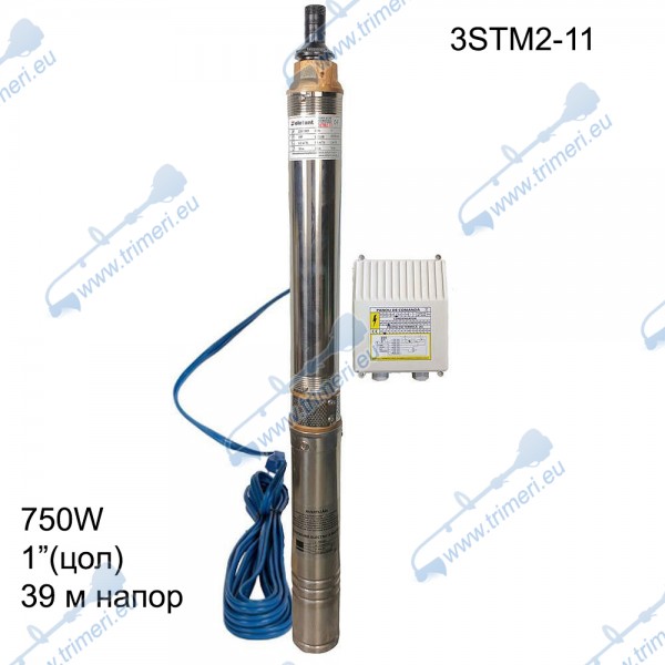 Сондажна турбинна помпа за кладенец, 750W, 1", 39 м напор, Elefant 3STM2-11, с контролно табло