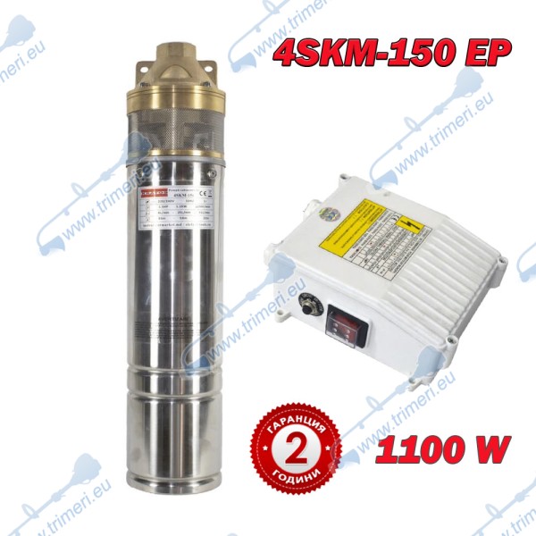 Сондажна потопяема помпа с контролно табло Elefant 4SKM-150 EP, 1100W, 83 м напор, 41 л/мин., 1"