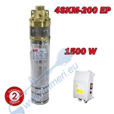 Сондажна потопяема помпа с контролно табло Elefant 4SKM-200 EP, 1500W, 108 метра напор, 72 л/мин., 1"