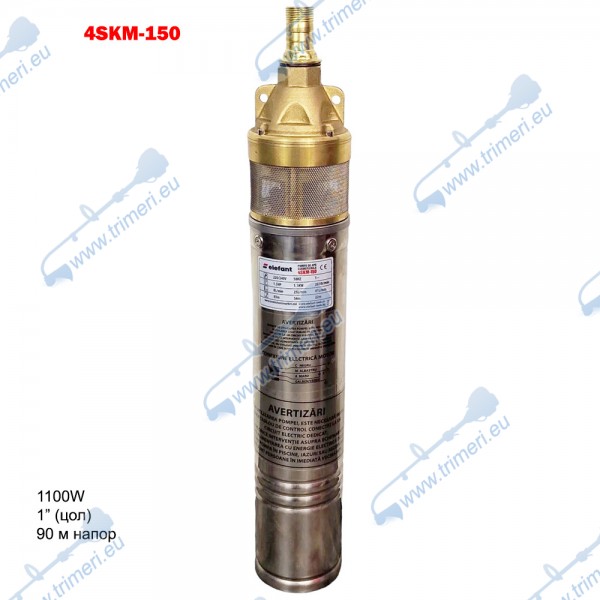 Сондажна турбинна помпа за кладенец, 1100W, 1", 90 м напор, Elefant 4SKM-150