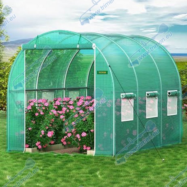 Тунелна оранжерия HERLY 3x2x2 м, 6 кв.м, с 6 прозореца, 1 вратa и UV защита