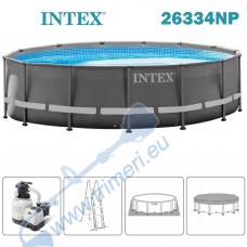 Басейн с конструкция, 610x122см, INTEX 26334NP Ultra XTR, с филтърна помпа, стълба, подложка и покривало