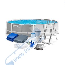 Басейн Intex 26720NP Prism Frame с конструкция 420х107см с филтърна помпа, стълба, покривало, подложка