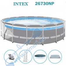 Басейн с конструкция, 488x122 см, INTEX 26730NP Prism Frame ClearView, с филтърна помпа, стълба, подложка, покривало