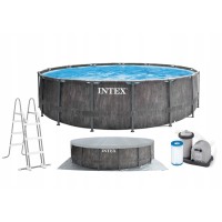 Басейн Intex 26744NP Greywood 549x122см с метална рамка, филтърна помпа, стълба и покривало