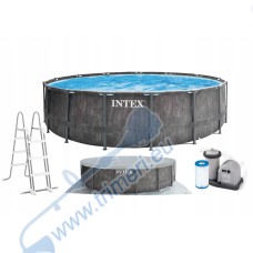 Басейн Intex 26744NP Greywood 549x122см с метална рамка, филтърна помпа, стълба и покривало