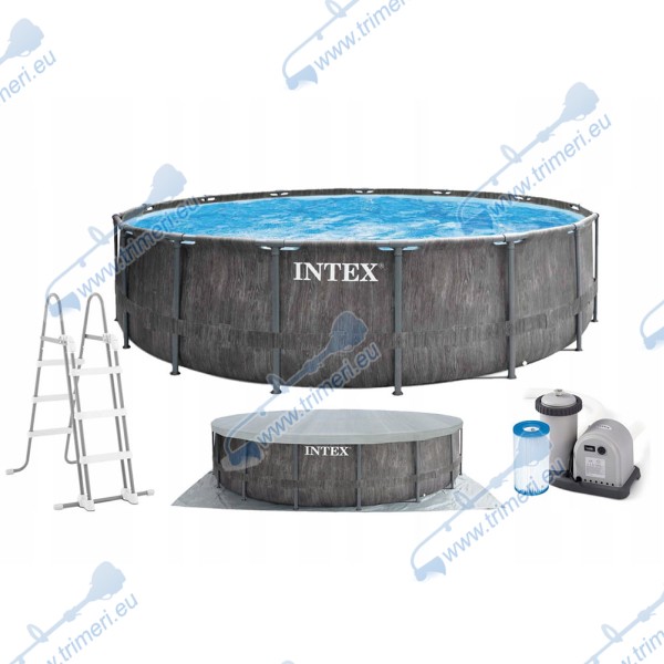 Басейн Intex 26744NP Greywood 549x122см с метална рамка, филтърна помпа, стълба и покривало