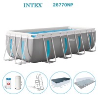 Басейн с конструкция, 400x200x122 см, INTEX 26770NP Prism Frame ClearView, с филтърна помпа, стълба, подложка, покривало