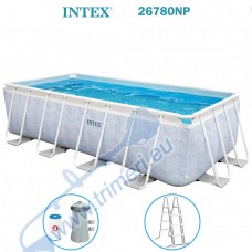 Басейн с конструкция, 400x200x100 см, INTEX 26780NP Prism Frame Chevron, с филтърна помпа и стълба