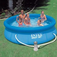 Басейн с надуваем ринг, Intex 28108NP, 244х61см, с помпа и филтър